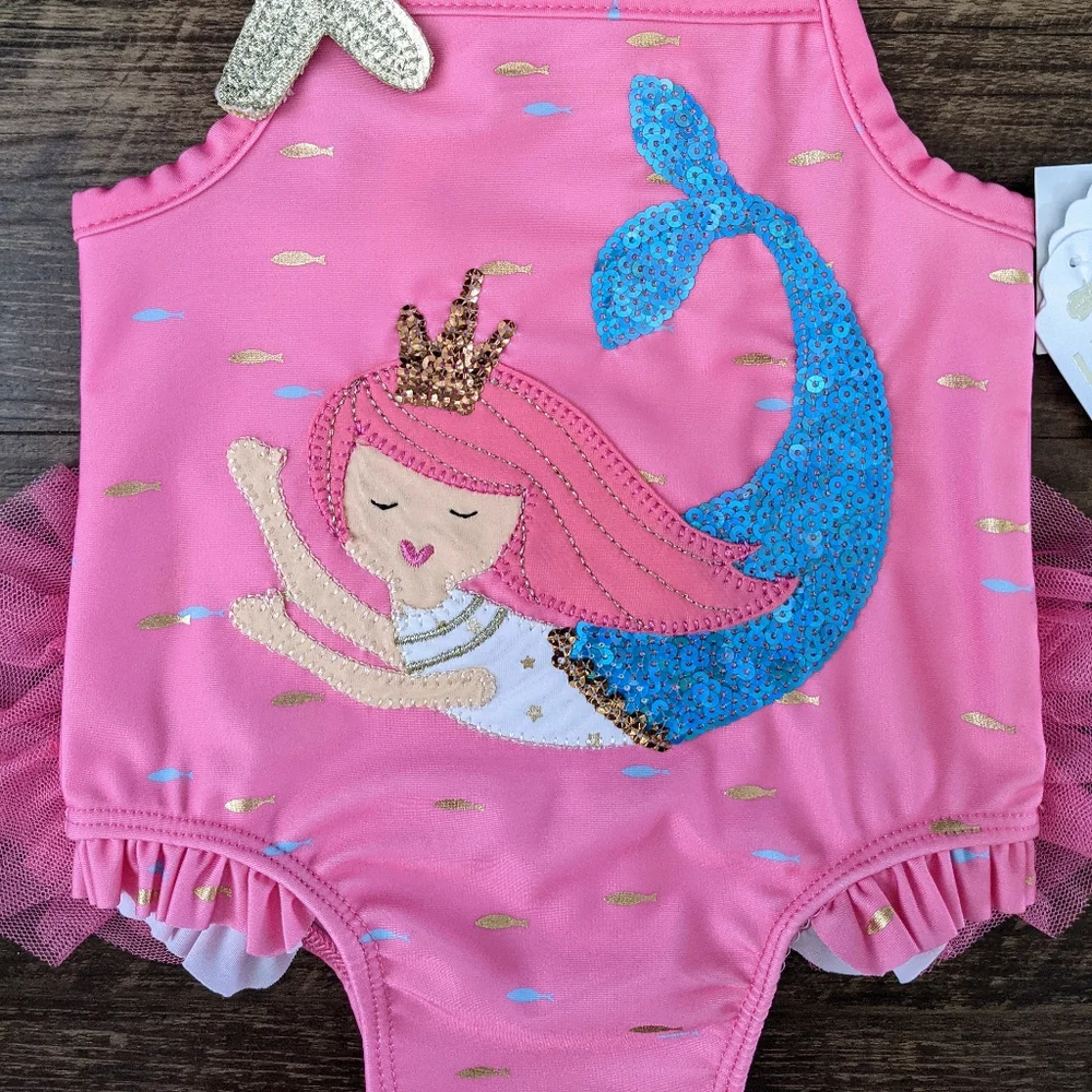 NWT Mud Pie Pink Mermaid Swimsuit